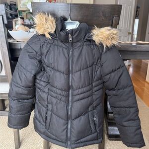 Madden Girl Black Quilted Jacket with Faux Fur Trim